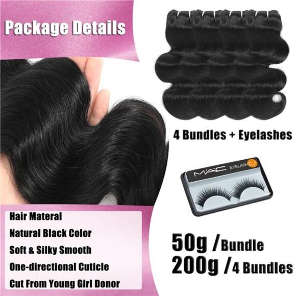 Body Wave Bundles Human Hair 12 Inch 12A Human Hair Bundles 100% Unprocessed main image 7